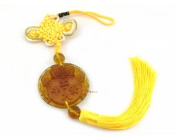 Yellow Liuli Piyao Biting Coin Feng Shui Tassel