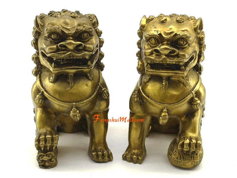 Details about   Archaic lion brass statue Fu Foo Dog fengshui Door guard lions Statues pair