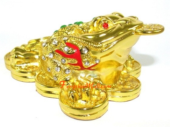 5x Golden Feng Shui Money Lucky Chinese Oriental Asian Wealth Coin Frog Toad 