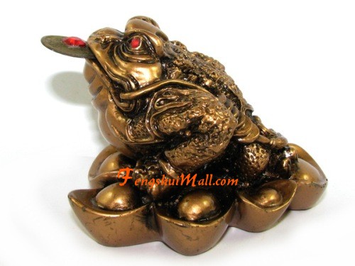 Wealth Golden Frog Toad Coin Chinese Fortune Frog Feng Shui Toad Lucky Ornam cl 