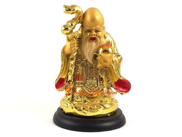 Wealth Gold Plated Chinese Oriental Fuk Luk Sau Gods Prosperity & Long Life 