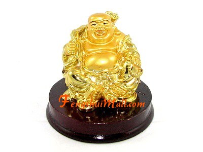 Petrichor Fengshui Laughing Buddha Sitting on Lucky Money Coins 
