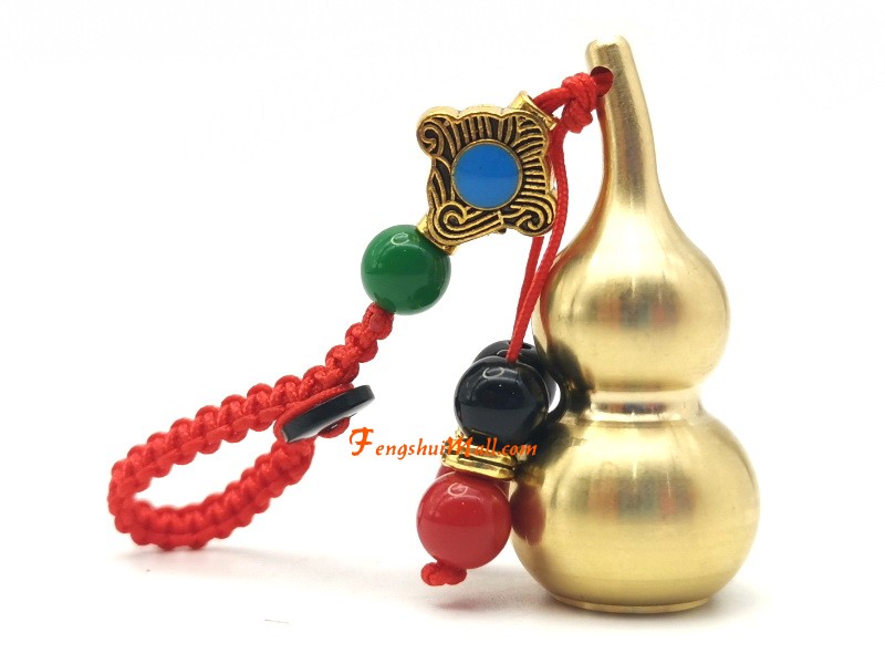 Kwan-Yin Gourd Wu Lou Bronze Alloe Amulet Necklace Enhance Health & Luck P20 