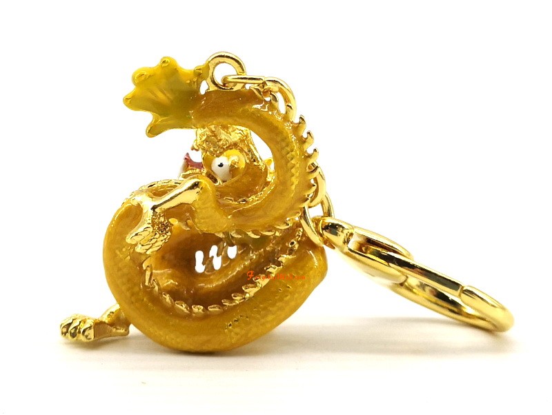 Rising Golden Dragon Holding A Pearl Keychain :: Feng Shui 2023