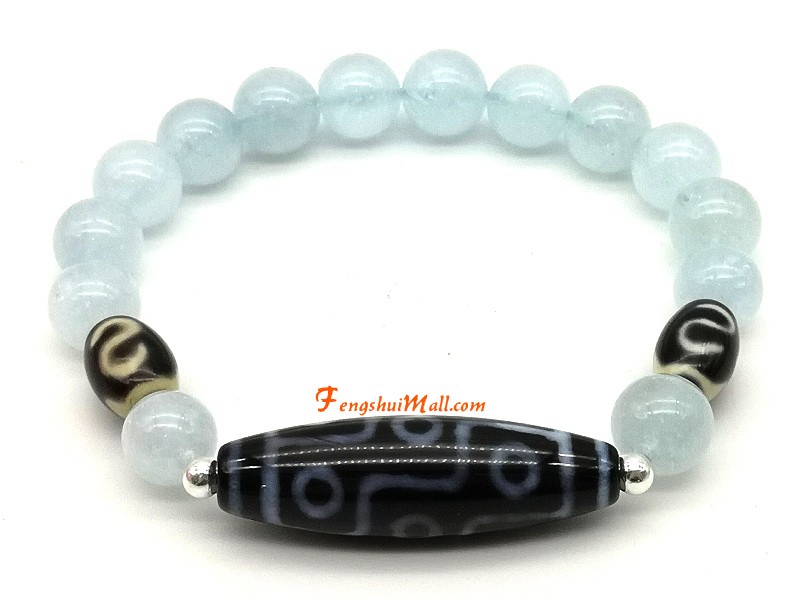 clear quartz beads and evil eye beads better communication and protection bracelet Evil's eye bracelet natural aquamarine