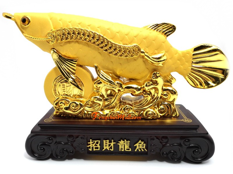 Feng Shui Golden Arowana Fish Statue 